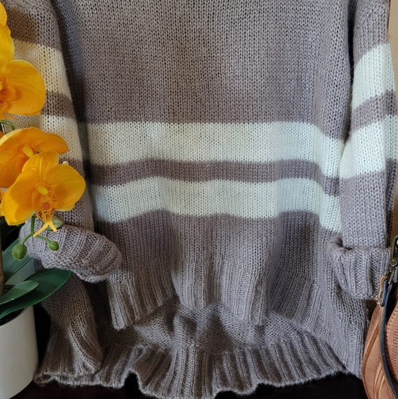 Oversized Fuzzy Stripe Sweater - Picture 2 of 9